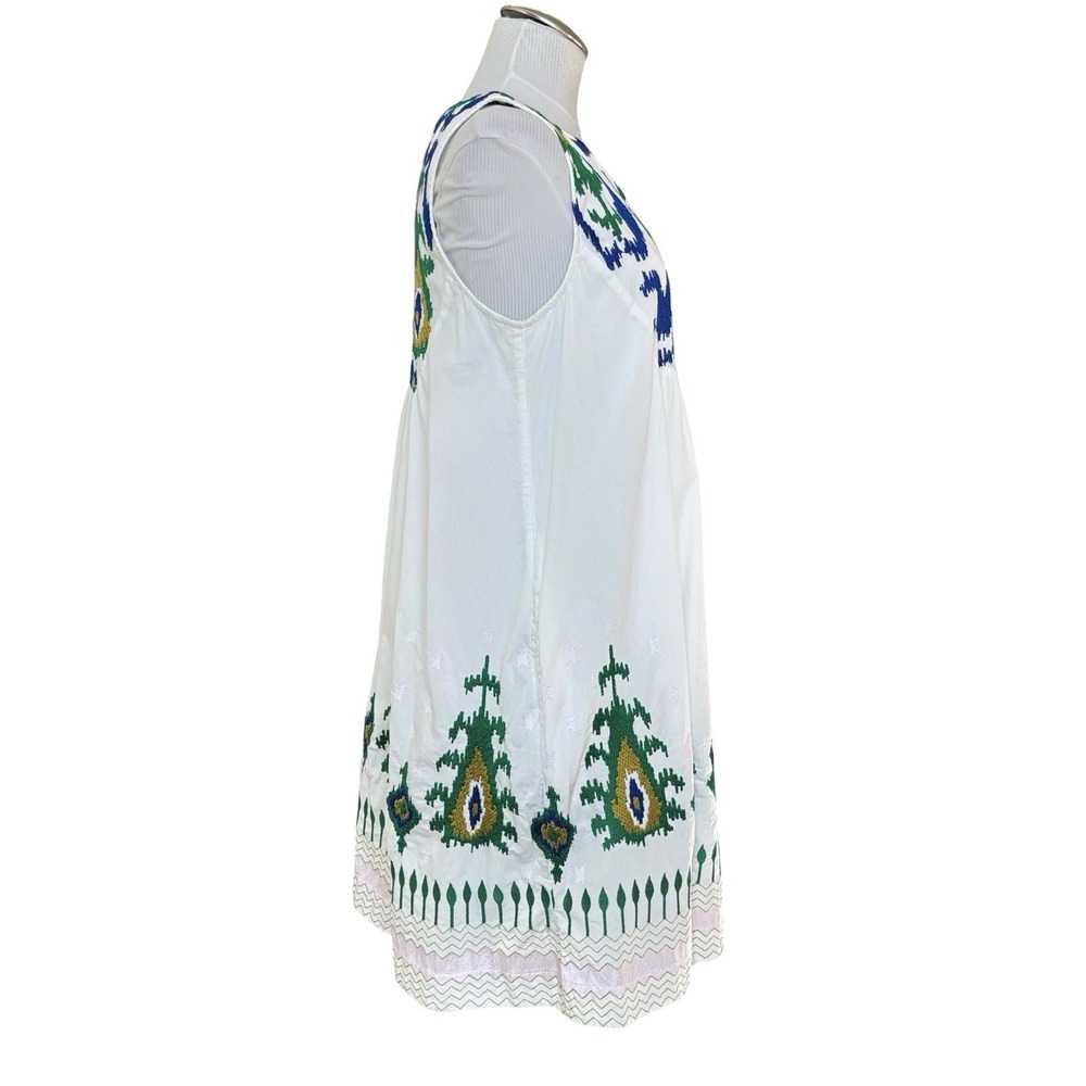 Anthropologie Vivienne Tunic White‎ Lined Dress Embroidered Detail Mini Medium - Picture 10 of 16